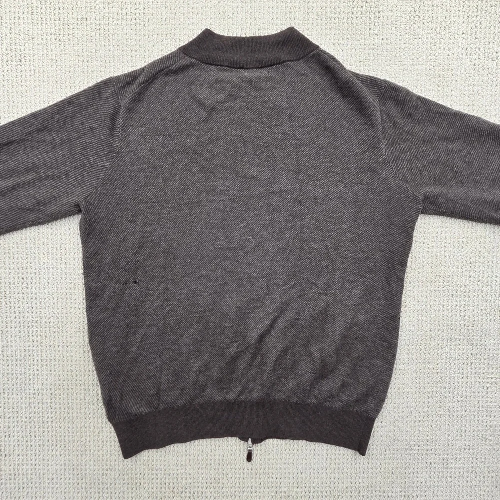 Peter Millar Crown Crescent Birdseye‎ Full-Zip Sweater Brown Mens Large *READ